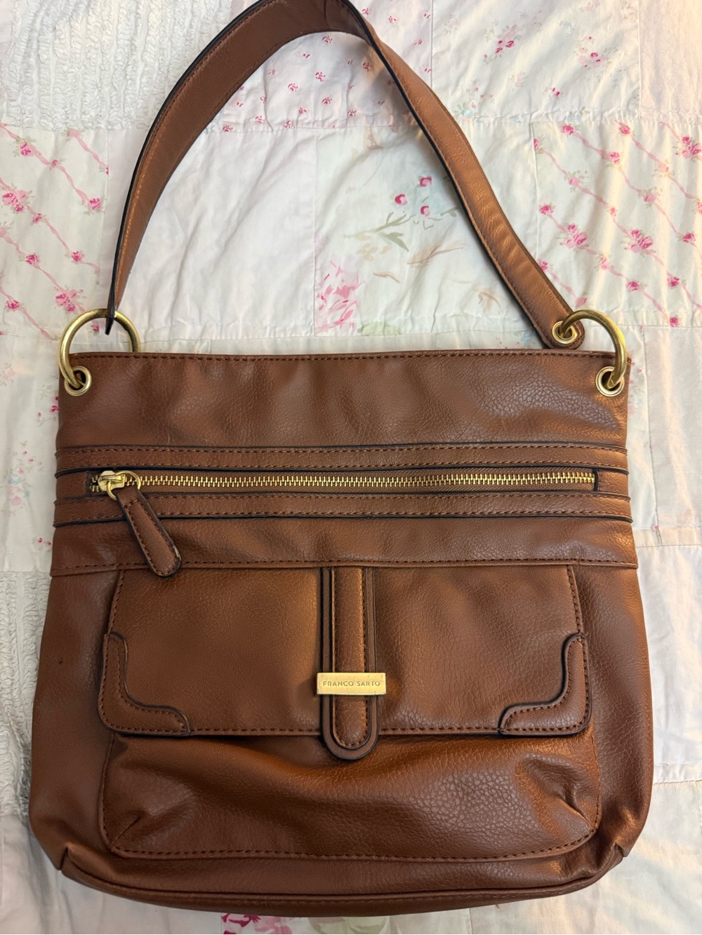 Vintage Franco Sarto Brown Leather Shoulder Bag
